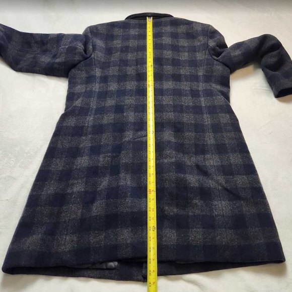 NEW MENS 46R J CREW LUDLOW TOPCOAT IN NAVY GREY PLAID WOOL BLEND TOP COAT - Picture 13 of 16